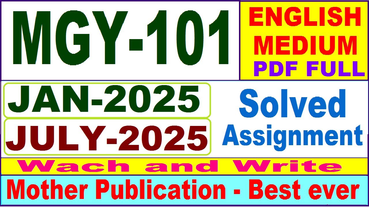 MGY 101 solved assignment 2025 || mgy 101 solved assignment 2024-25 in English || ignou mgy101 2025