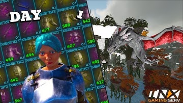 SOLO DAY 1 DOMINATING The MOST POPULATED SERVER - ARK: Survival Evolved