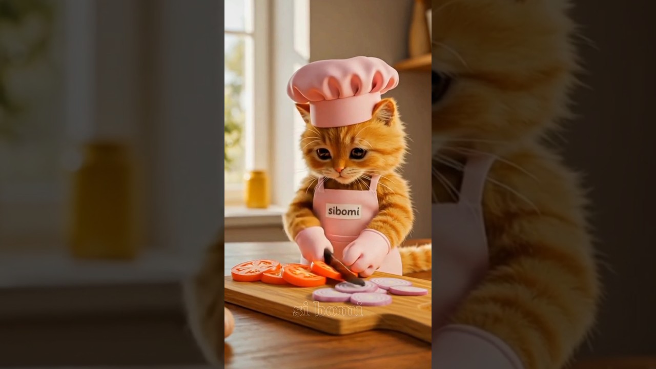 🐾 Cute Chef Cat Cooks Spaghetti Like a Pro! 🍝🐾 