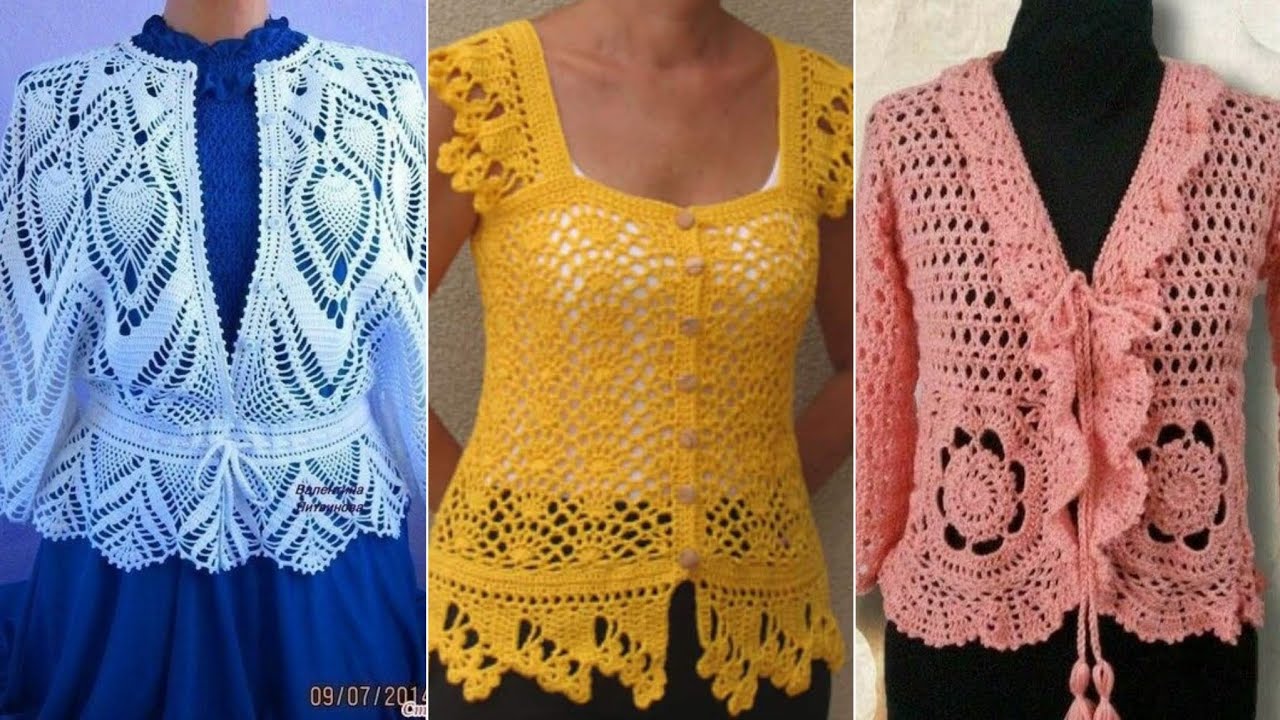 Beautiful stylish ❤️ colour full crochet handknit work blouse top shirts pattern designs ideas