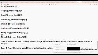 Core Java Basics Part - 23 | Two Dimensional Array | Declare and Assign and Read Elements