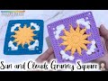 Crochet sun and clouds granny square  tutorial  unboxing silver play button