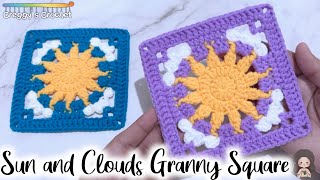 CROCHET “Sun and Clouds” Granny Square | Tutorial + (Unboxing Silver Play Button)