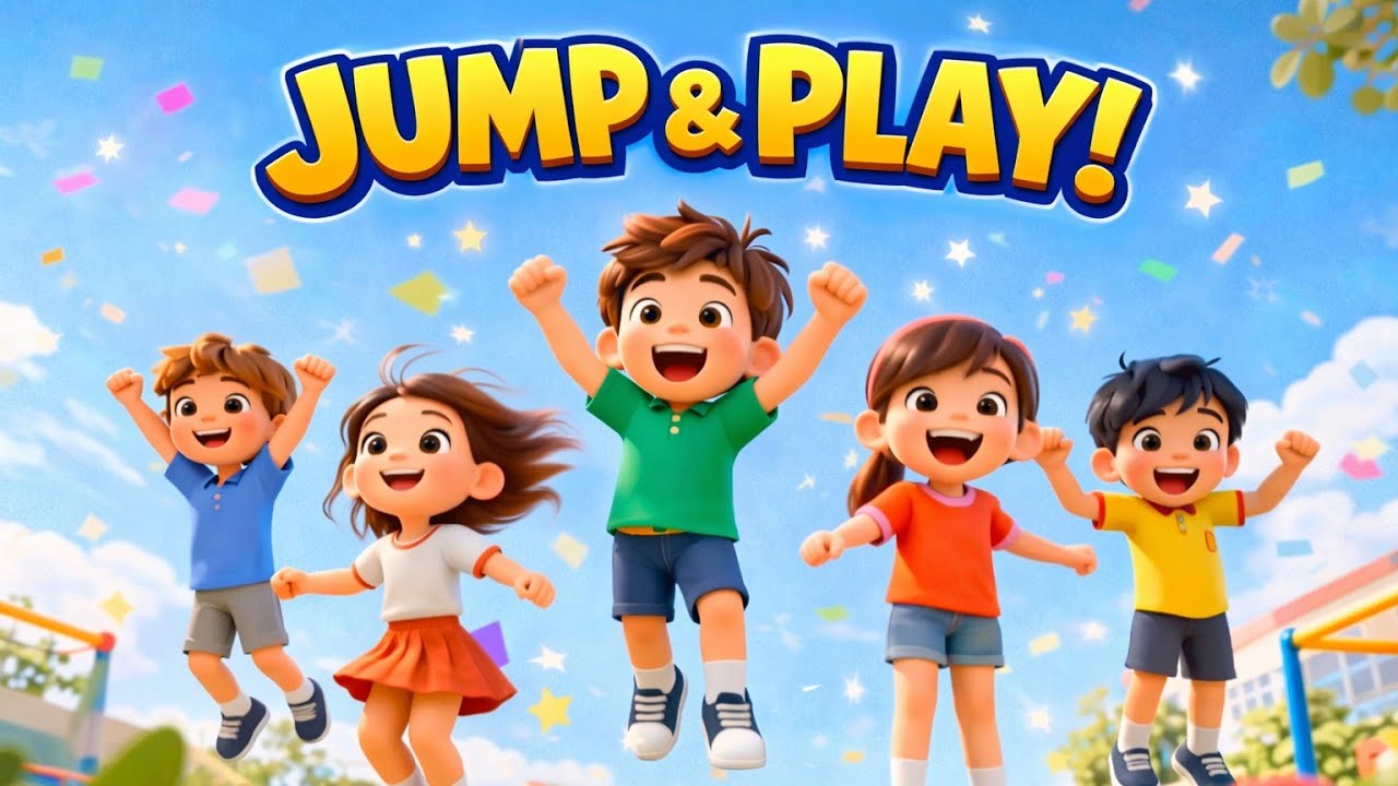 Trampoline Fun Song | Jumping & Counting Rhyme for Toddlers