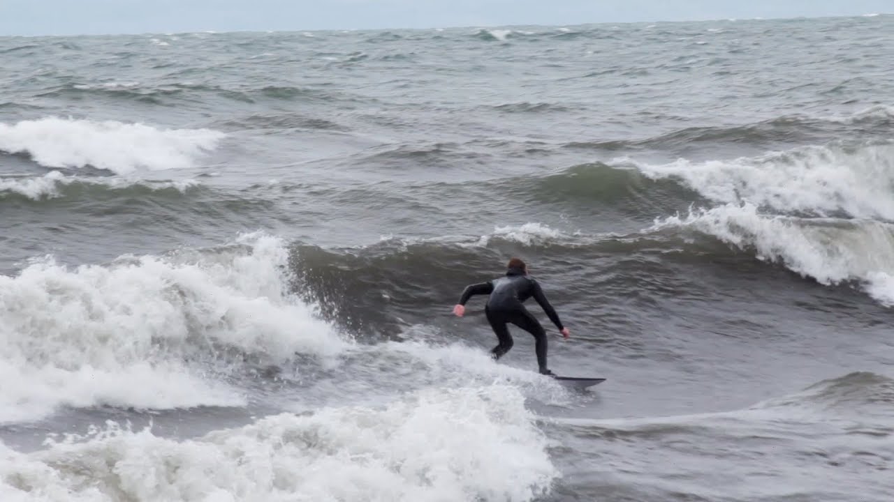 Surfing Lake Michigan episode 28 (big & sloppy) YouTube