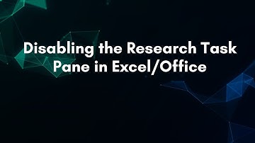 Disabling the Research Task Pane in Excel/Office