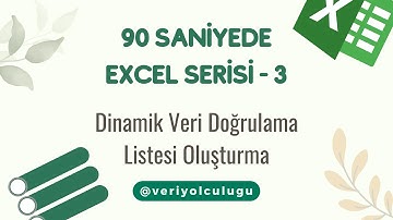 90 Saniyede Excel Serisi – 3 | Dinamik Veri Doğrulama Listesi Oluşturma