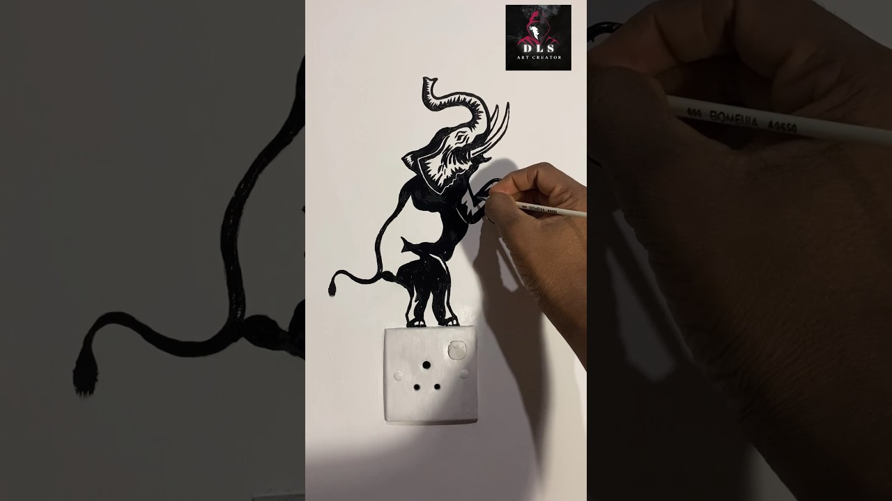 Elephant wall art / wall painting / switch art / acrylic / 