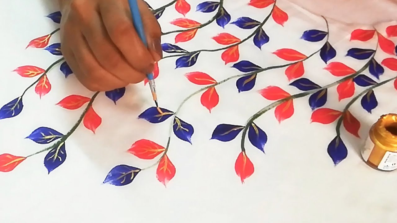 Simple and Beautiful Leaves / Leaf Design | Easy Fabric Painting ...