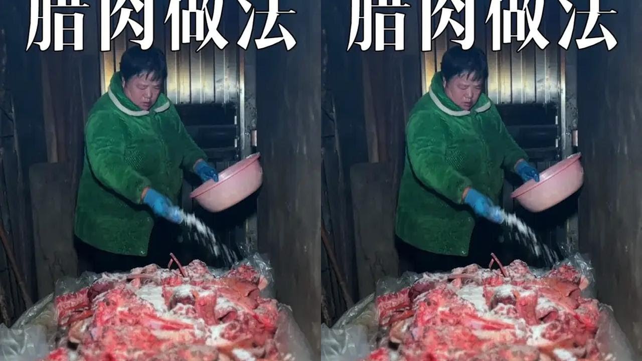 My mother and I are making pickled pork! We pickled 3 pigs and it is full of a big basin, this is th