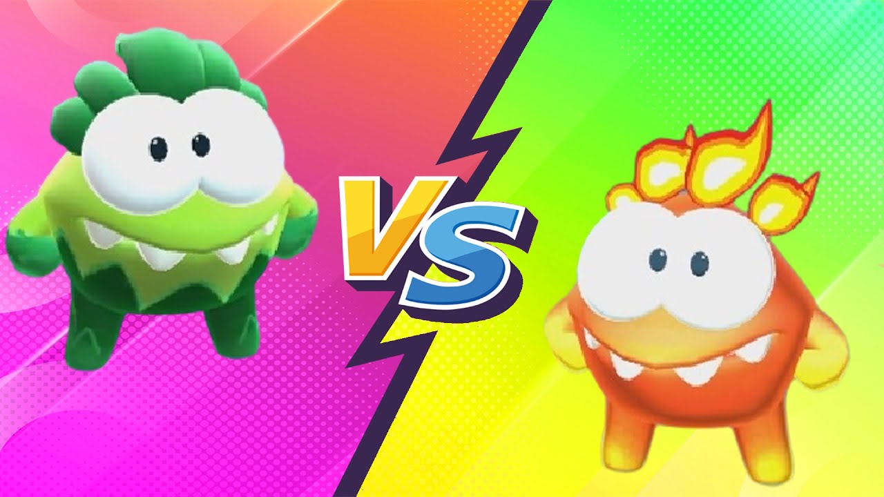 Om Nom Run Who Is Faster? FIRE-NOM vs EARTH-NOM