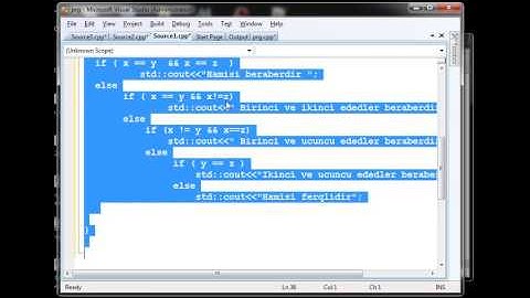 C++ dərs 19 Şərt operatoru praktika 3 ədəddən eyni olanlar