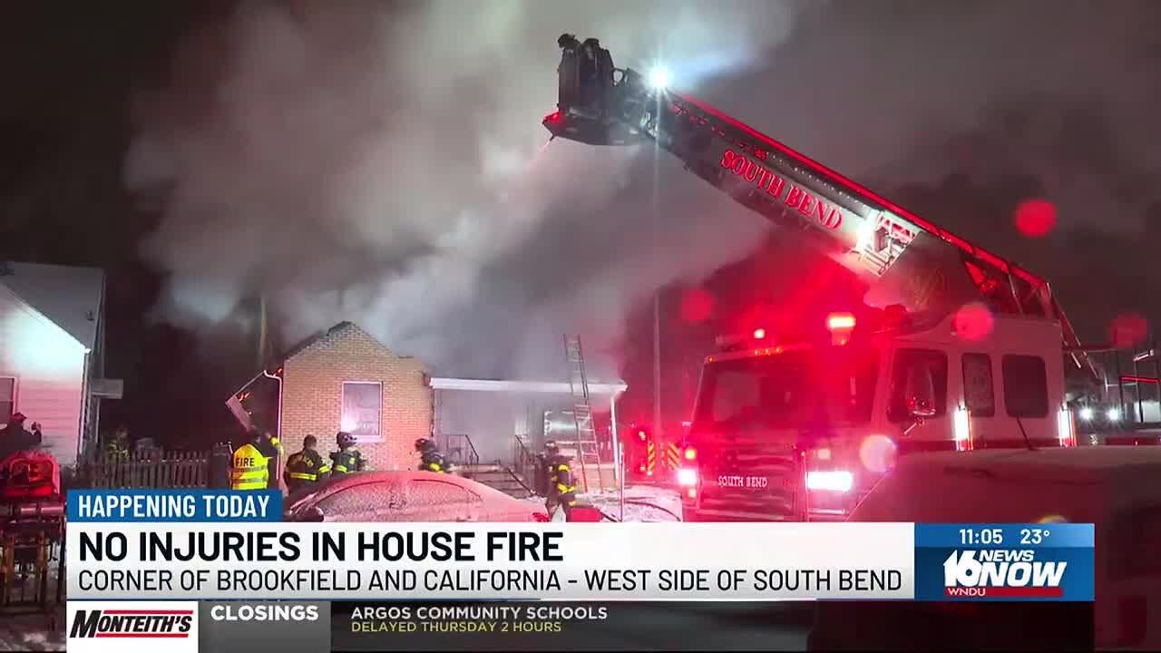 Crews battle house fire on South Bend’s west side - YouTube