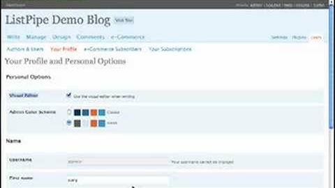 Update your profile in Wordpress 2.6.1