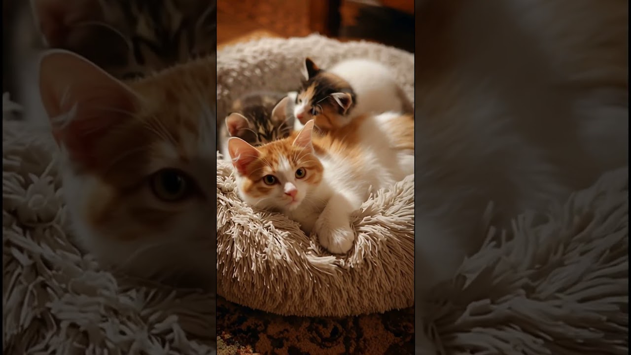 Baby Kitten Climbing to Mom for Bedtime Snuggles 😍 