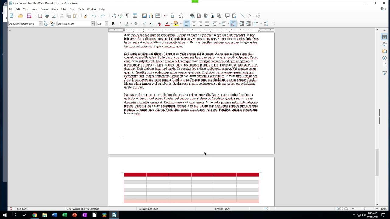 LibreOffice Writer Quick Video: Split table over two pages - YouTube
