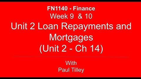 Unit 2 FN1140 - Loan Repayments & Mortgages