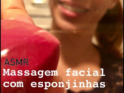 ASMR BINAURAL PORTUGAL - Massagem facial com esponjinhas