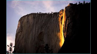 firefall phenomenon cascade of glowing lava Yosemite National Park’s Horsetail Falls
