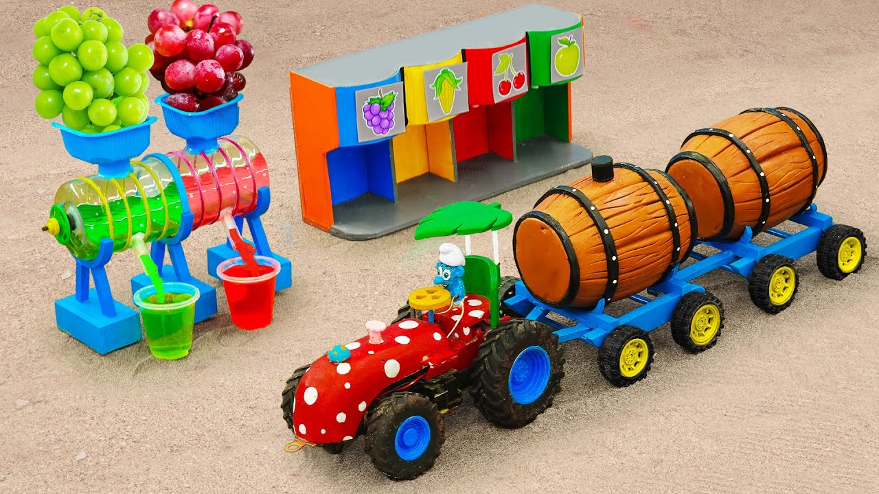 Diy tractor mini making Grape Juice Machine and transporting Wine Barrel | @DIYTractorTV-zy5od ​