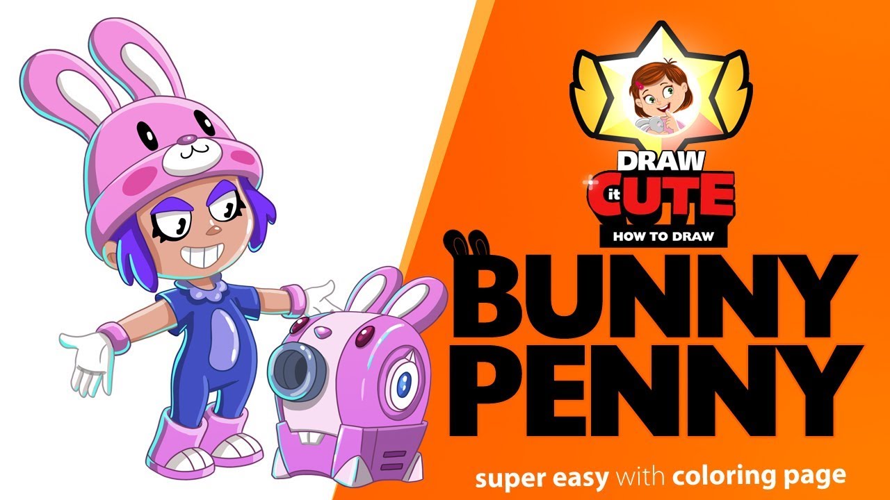 How To Draw Bunny Penny Brawl Stars Super Easy Drawing Tutorial With Coloring Page Youtube - brawl stars penny coloring pages