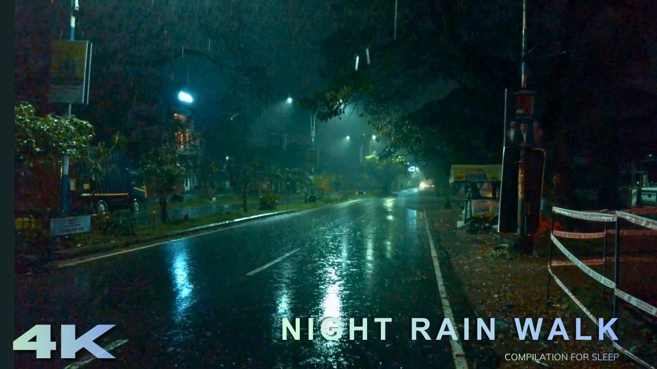 Dark Night Rainstorm Walk  | Loud Rain & Thunder ASMR for Sleep and Focus | Our Compilation Walks