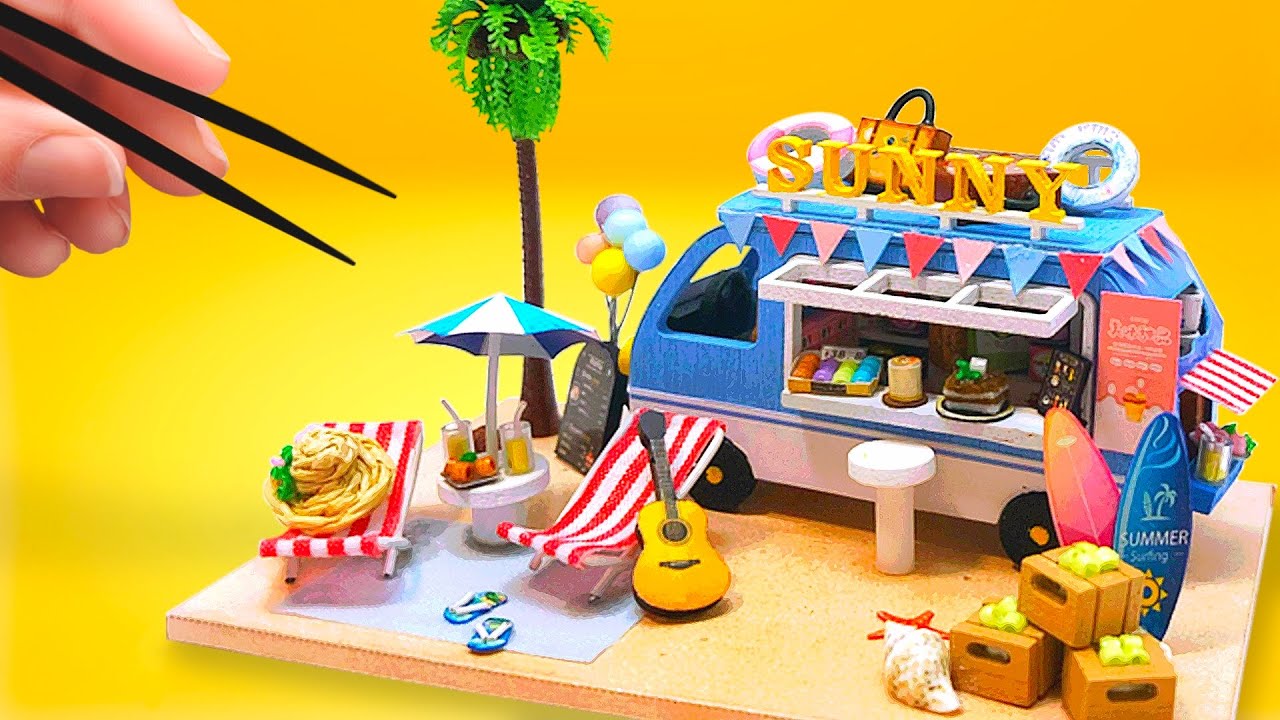🏖️ Crafting Sunny Beach Truck 🌴 | DIY Miniature Dollhouse 🍹