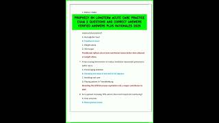PROPHECY RN LONGTERM ACUTE CARE PRACTICE EXAM 2 QUESTIONS AND CORRECT ANSWERS VERIFIED ANSWERS PLUS
