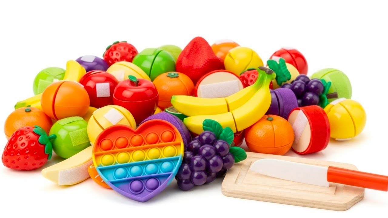 ASMR 木とプラスチックからフルーツのおもちゃをカット - ASMR Cutting