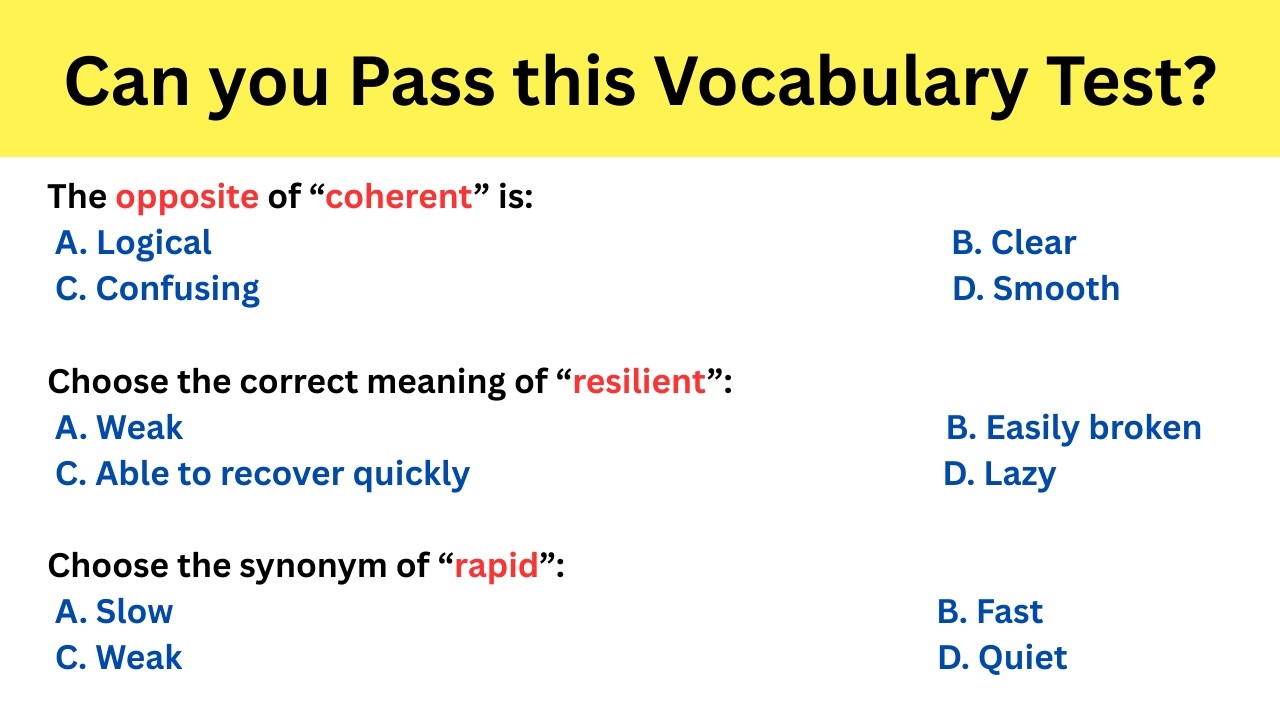 English Vocabulary MCQ Test | Vocabulary Quiz for Practice