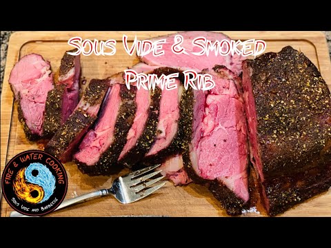 Prime Rib Roast Cooked Sous Vide and Smoked on the Traeger Timberline