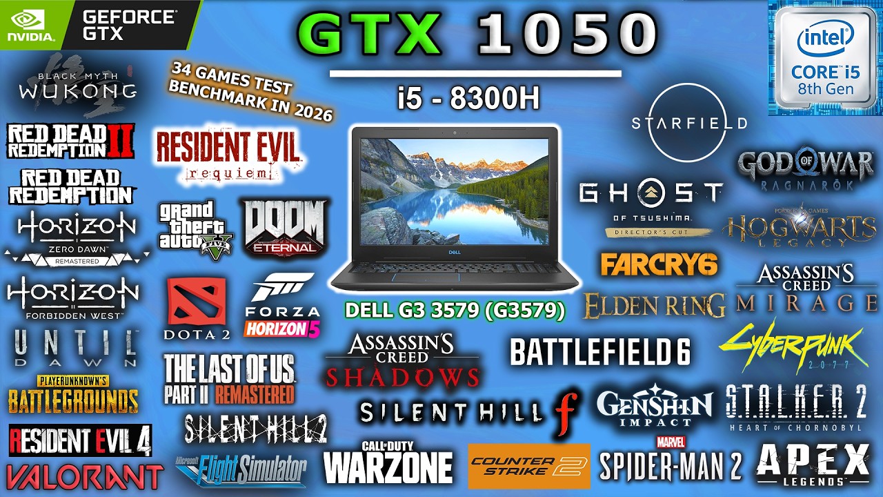 GTX 1050 + i5-8300H Tested 34 Games In 2026 || Dell G3 - 15 - 3579 GTX 1050 + i5-8300H Tested 34 Games In 2026 || Dell G3 - 15 - 3579