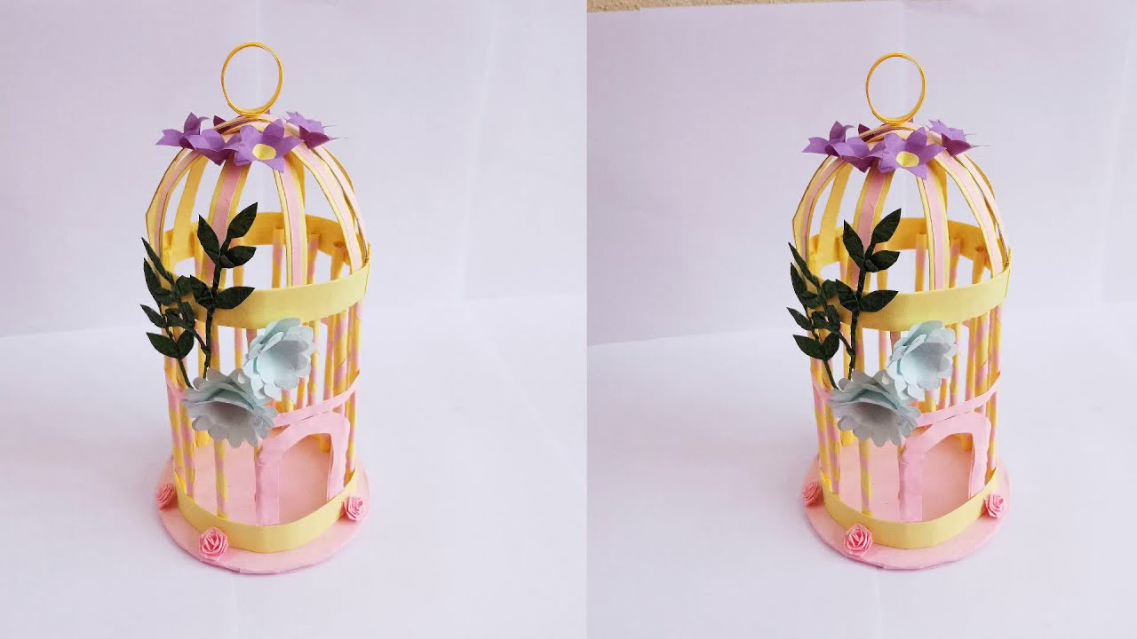 Paper bird cage How to make paper bird house DIY new room decoration