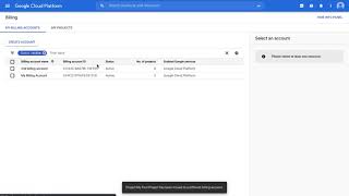 Changing billing account of the Project