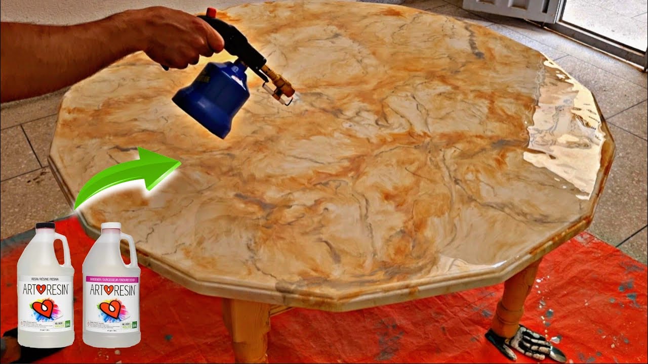 تحويل طاولة رخيصة إلى فخمة بمادة الإيبوكسي وبتكلفة قلييلة والنتيجة رااائعة 💥💯