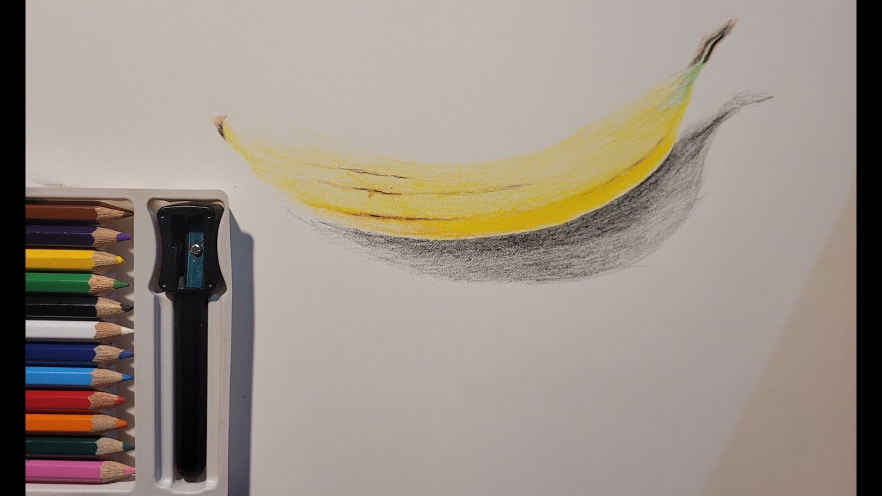 Drawing a banana with cheap color pencils. YouTube