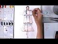 BASIC Fashion illustration figure sketching colouring with markers TIMELAPSE ZIMMERMANN RESORT 2022