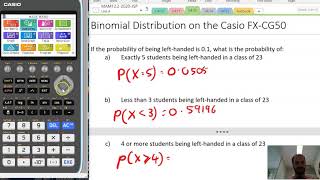 Binomial Distribution on the Casio FX CG50AU