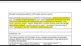 Math SL IA rubric