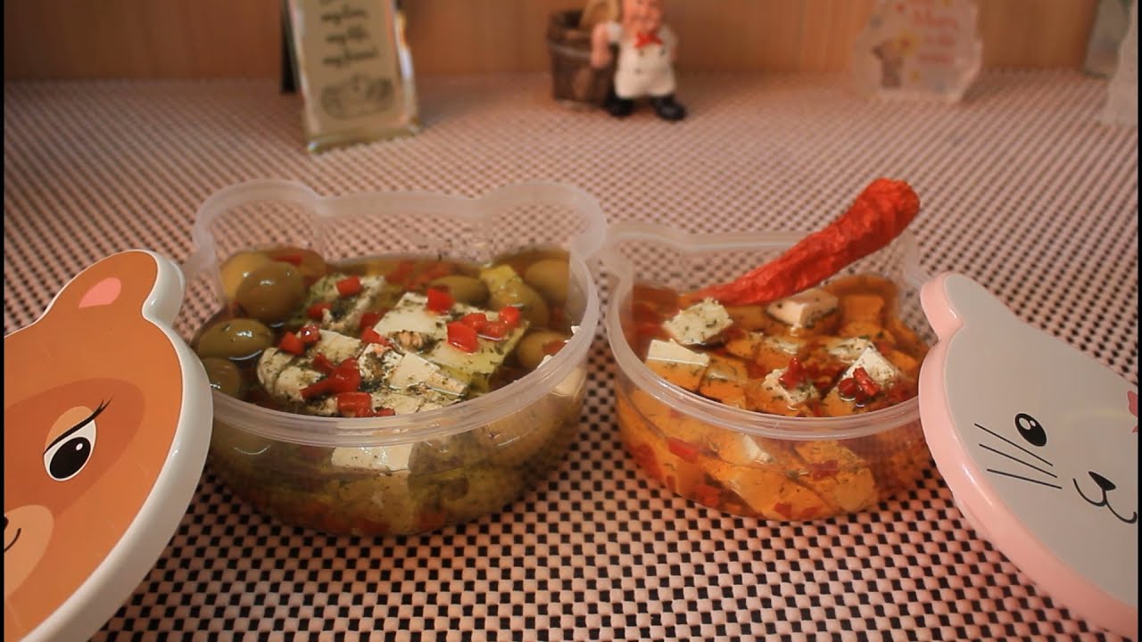 طريقة تتبيل جبن الفيتا بتتبيلة الفلفل الحار وتتبيلة الزيتون والزعتر