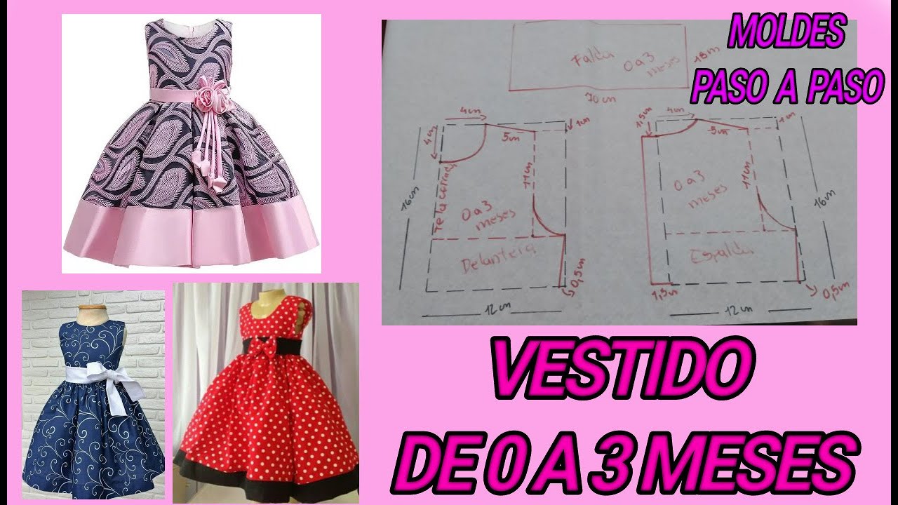 VESTIDO DE 0 A 3 MESES 💖💖 MOLDES PASO A PASO 💖💖# SUSCRIBETE