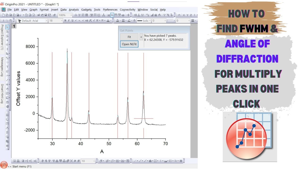 How to find FWHM and diffraction angle from XRD l Origin 2025 - YouTube