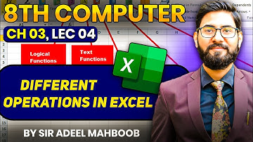 different operations in excel |  8th computer chapter 3