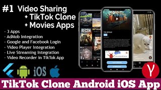Video Sharing App + TikTok Clone + Movies, Live Streaming, TV Series - 3 Apps Flutter Templates screenshot 4