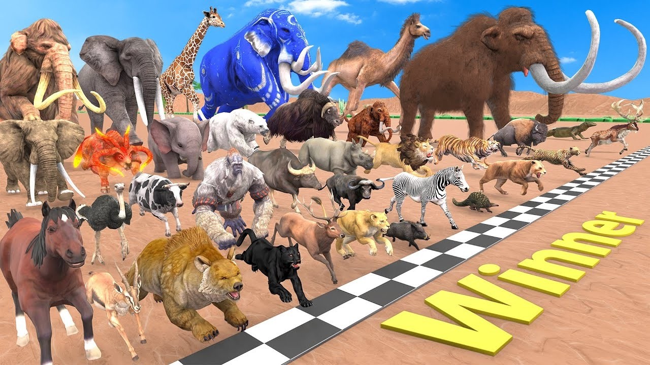 Incredible Animals Race vs Dinosaurs vs Prehistoric Mammals Speed Race Run: Who Will Win?ARBS #2026