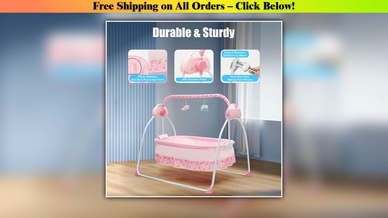 Auto-Swing Baby Cradle with Remote, Music & Timer - Foldable, Portable Electric Rocker for Infants
