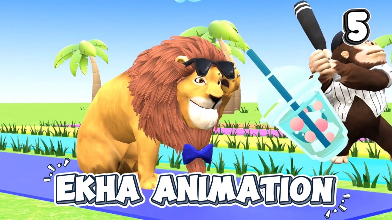 Choose The Right Drink With Sheep Lion Tiger Cow Wild Animals 