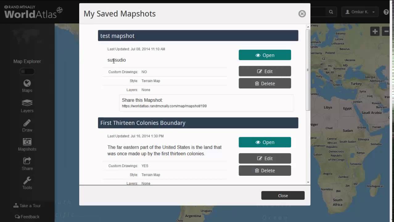 Rand McNally - World Atlas Tutorials - Mapshots and Sharing
