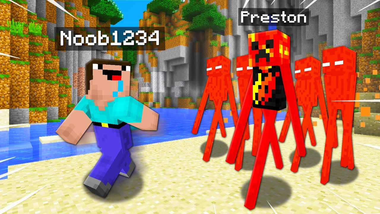 Top 10 Ways To Prank Noob1234 As A Mob Preston Minecraft Youtube