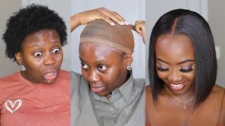 Can’t Braid? Try THIS Instead to Lay 4c Hair Flat Under Wigs 😳 | NO Glue